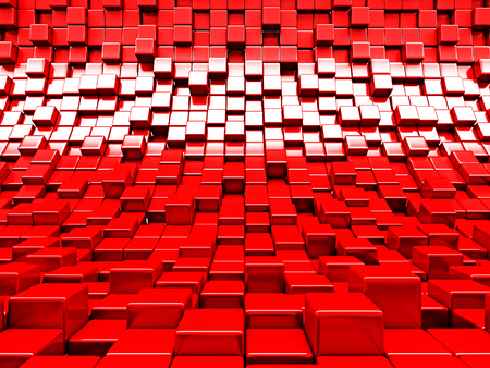 Abstract Red Cube Blocks Wall Background. 3d Render Illustrationの写真素材