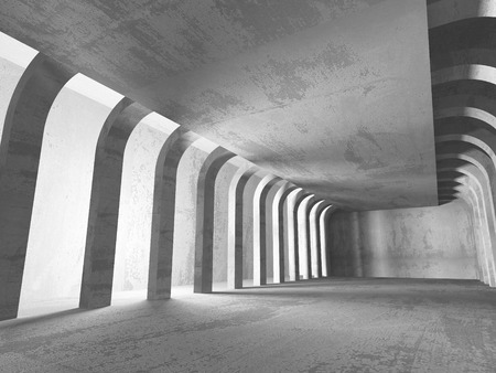 Dark basement empty room interior. Concrete walls. Architecture background. 3d render illustrationの写真素材