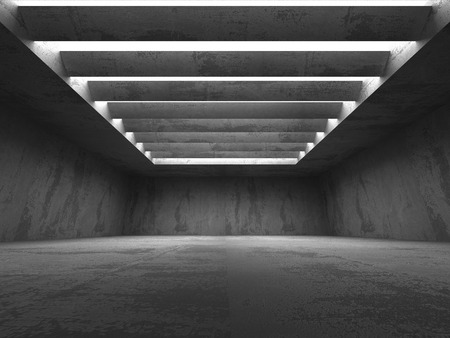 Dark basement empty room interior. Concrete walls. Architecture background. 3d render illustrationの写真素材