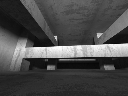 Dark empty room. Concrete rusty walls. Architecture grunge background. 3d render illustrationの写真素材