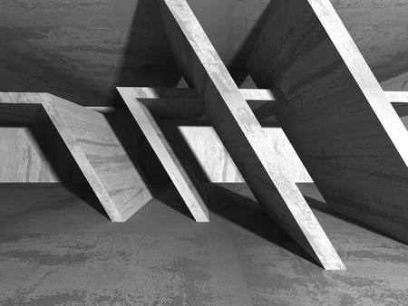 Dark empty room. Concrete rusty walls. Architecture grunge background. 3d render illustrationの写真素材