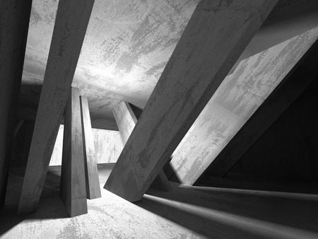 Dark basement empty room interior. Concrete walls. Architecture background. 3d render illustrationの写真素材