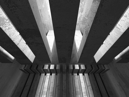 Dark basement empty room interior. Concrete walls. Architecture background. 3d render illustrationの写真素材