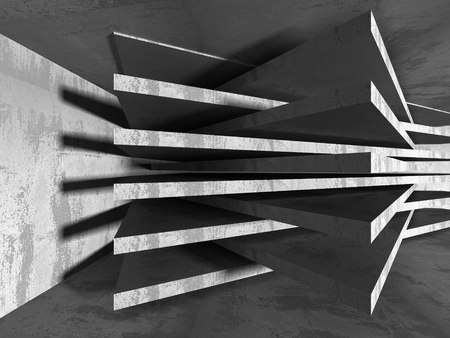 Dark empty room. Concrete rusty walls. Architecture grunge background. 3d render illustrationの写真素材