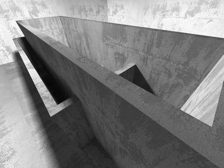 Dark empty room. Concrete rusty walls. Architecture grunge background. 3d render illustrationの写真素材