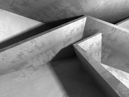 Dark empty room. Concrete rusty walls. Architecture grunge background. 3d render illustrationの写真素材