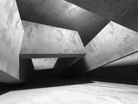 Dark basement empty room interior. Concrete walls. Architecture background. 3d render illustrationの写真素材