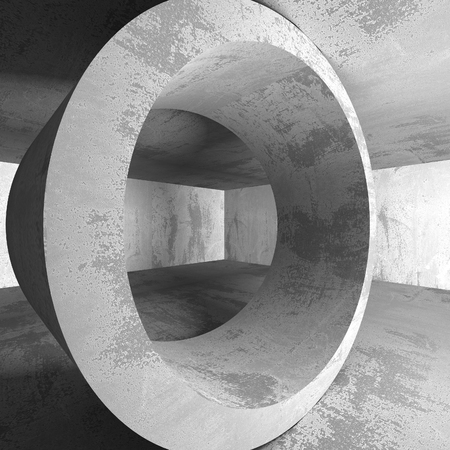 Dark empty room. Concrete rusty walls. Architecture grunge background. 3d render illustrationの写真素材