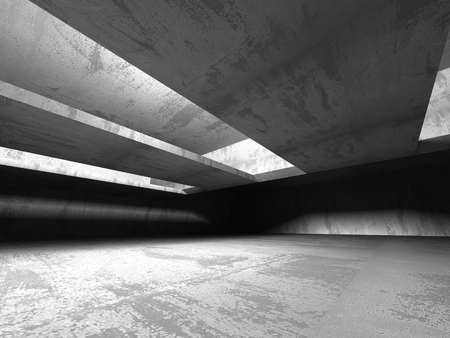 Dark empty room. Concrete rusty walls. Architecture grunge background. 3d render illustrationの写真素材