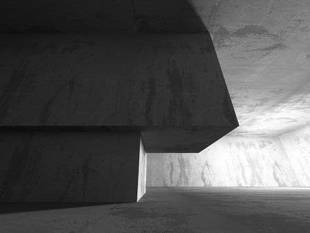 Dark basement empty room interior. Concrete walls. Architecture background. 3d render illustrationの写真素材