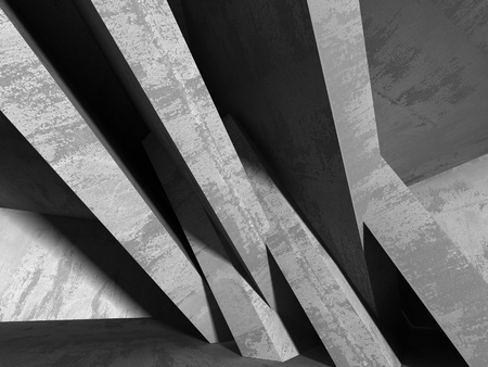 Dark empty room. Concrete rusty walls. Architecture grunge background. 3d render illustrationの写真素材