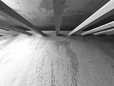 Dark concrete empty room. Modern architecture design. Urban textured background. 3d render illustrationの写真素材