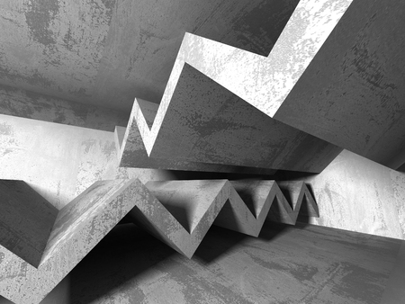 Dark basement empty room interior. Concrete walls. Architecture background. 3d render illustrationの写真素材