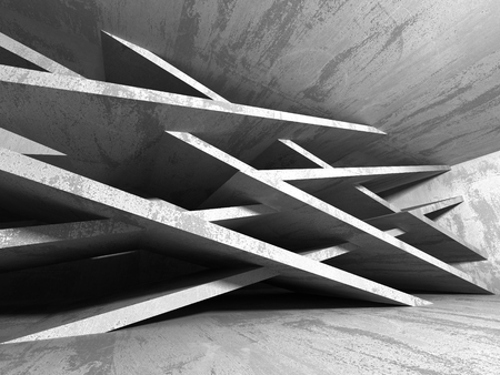 Dark empty room. Concrete rusty walls. Architecture grunge background. 3d render illustrationの写真素材