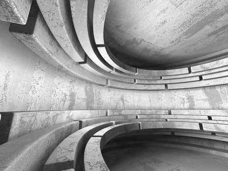 Dark concrete empty room. Modern architecture design. Urban textured background. 3d render illustrationの写真素材