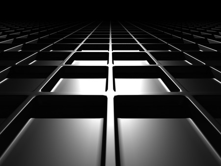Dark Metallic Square Industrial Design Background. 3d Render Illustrationの写真素材