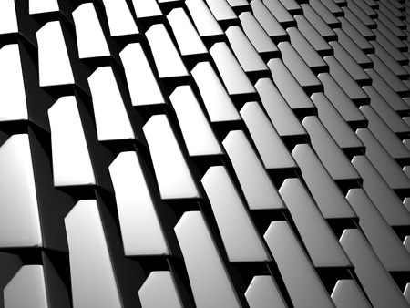 Abstract Dark Metallic Cubes Wall Background. 3d Render Illustrationの写真素材