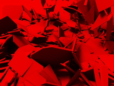 Broken cracked destruction red wall surface background. 3d render illustrationの写真素材