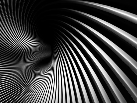 Dark Metallic Twist Spiral Tunnel Background. 3d Render Illustrationの写真素材