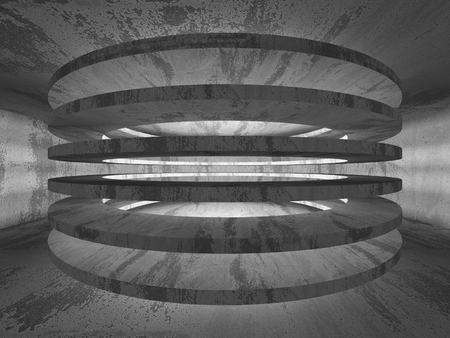 Dark empty room. Concrete rusty walls. Architecture grunge background. 3d render illustrationの写真素材