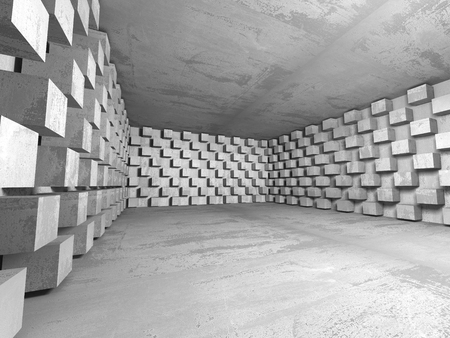 Dark empty room. Concrete rusty walls. Architecture grunge background. 3d render illustrationの写真素材