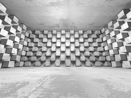 Dark concrete empty room. Modern architecture design. Urban textured background. 3d render illustrationの写真素材