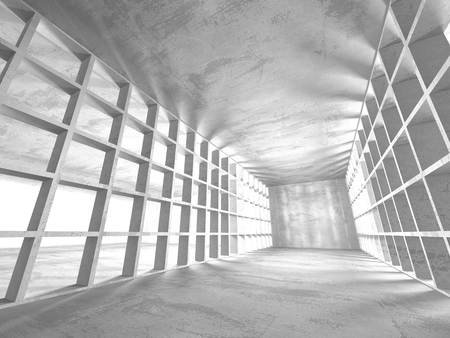 Dark basement empty room interior. Concrete walls. Architecture background. 3d render illustrationの写真素材