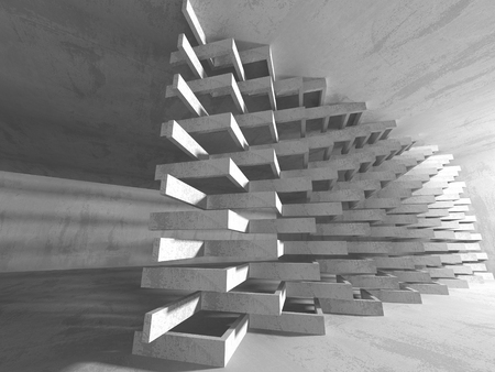 Dark empty room. Concrete rusty walls. Architecture grunge background. 3d render illustrationの写真素材