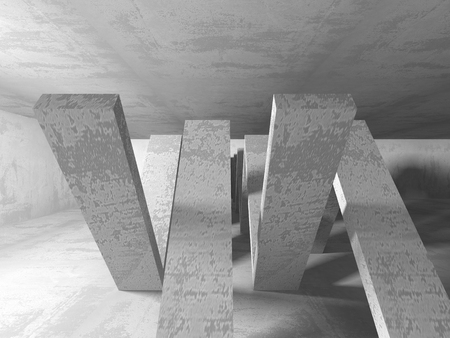 Dark concrete empty room. Modern architecture design. Urban textured background. 3d render illustrationの写真素材
