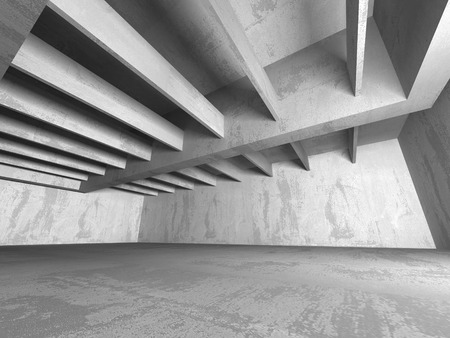 Dark basement empty room interior. Concrete walls. Architecture background. 3d render illustrationの写真素材