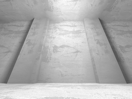 Dark concrete empty room. Modern architecture design. Urban textured background. 3d render illustrationの写真素材