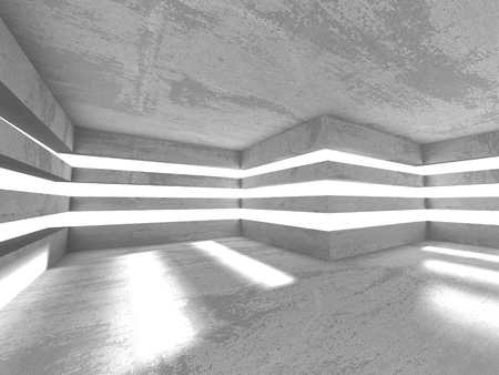 Dark basement empty room interior. Concrete walls. Architecture background. 3d render illustrationの写真素材