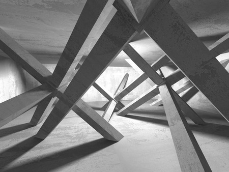 Dark concrete empty room. Modern architecture design. Urban textured background. 3d render illustrationの写真素材