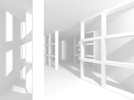 Abstract Modern White Architecture Background. 3d Render Illustrationの写真素材