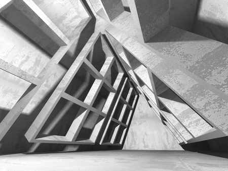 Dark basement empty room interior. Concrete walls. Architecture background. 3d render illustrationの写真素材