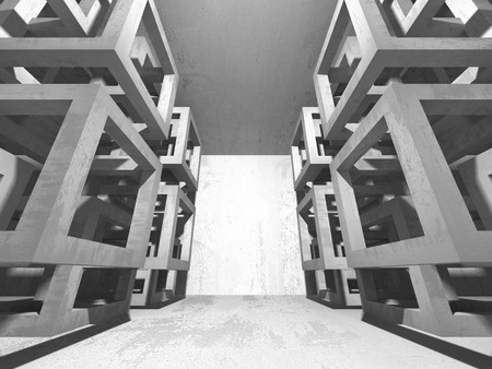 Dark basement empty room interior. Concrete walls. Architecture background. 3d render illustrationの写真素材