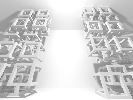 Abstract Modern White Architecture Background. 3d Render Illustrationの写真素材