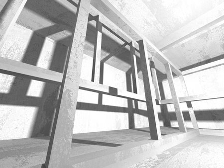 Dark empty room. Concrete rusty walls. Architecture grunge background. 3d render illustrationの写真素材