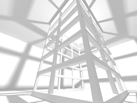 White Architecture Construction Modern Interior Background. 3d Render Illustrationの写真素材