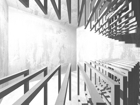 Dark empty room. Concrete rusty walls. Architecture grunge background. 3d render illustrationの写真素材