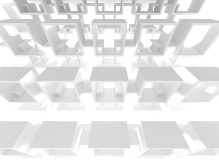 Abstract Modern White Architecture Background. 3d Render Illustrationの写真素材