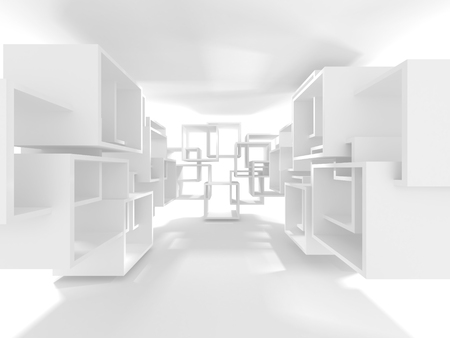 Abstract Modern White Architecture Background. 3d Render Illustrationの写真素材