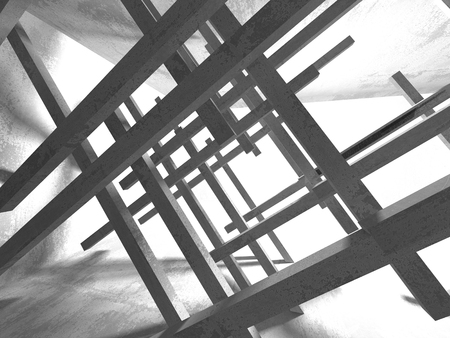 Dark basement empty room interior. Concrete walls. Architecture background. 3d render illustrationの写真素材