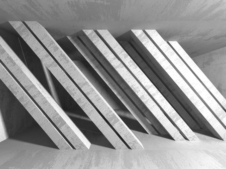 Dark concrete empty room. Modern architecture design. Urban textured background. 3d render illustrationの写真素材