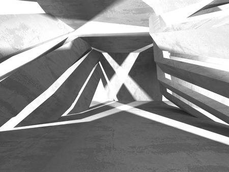 Dark concrete empty room. Modern architecture design. Urban textured background. 3d render illustrationの写真素材