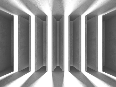 Dark basement empty room interior. Concrete walls. Architecture background. 3d render illustrationの写真素材