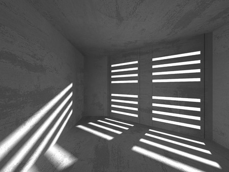 Dark basement empty room interior. Concrete walls. Architecture background. 3d render illustrationの写真素材