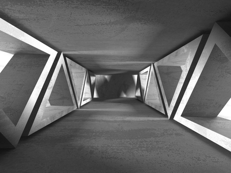 Dark basement empty room interior. Concrete walls. Architecture background. 3d render illustrationの写真素材