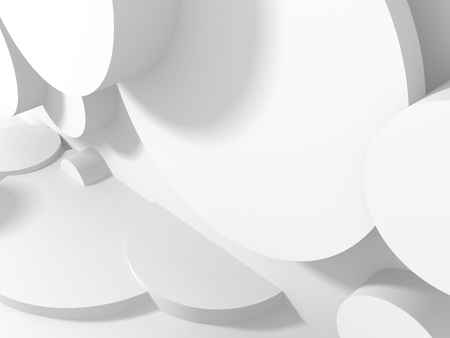 modern abstract geometric art deco mockup minimalistic background. white primitive shapes. 3d render illustrationの写真素材