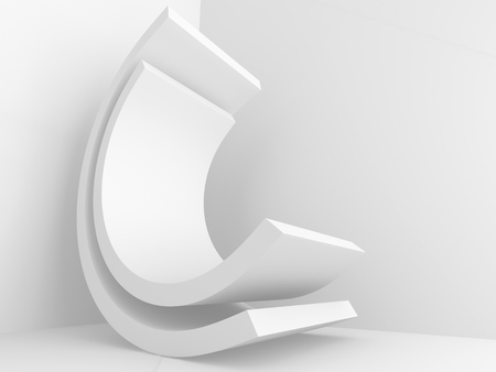 modern abstract geometric art deco mockup minimalistic background. white primitive shapes. 3d render illustrationの写真素材